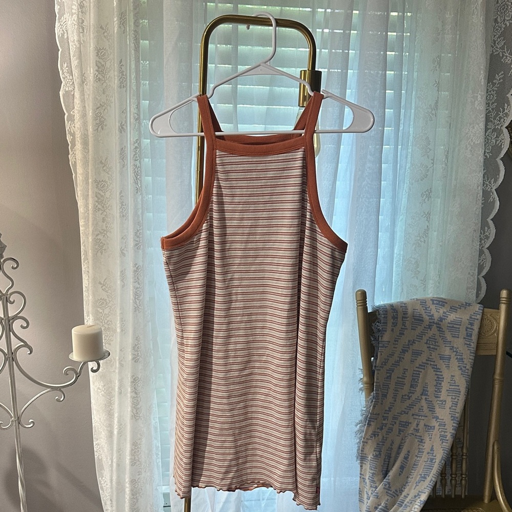 Levi's Coral and White Striped Tank Top